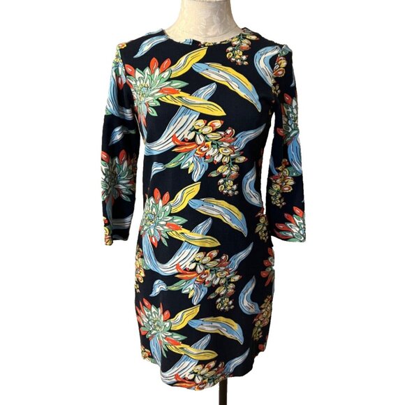 Draper James Dress S Small Stretch Vibrant Florals Career Church 3/4 Long Sleeve - Picture 2 of 8